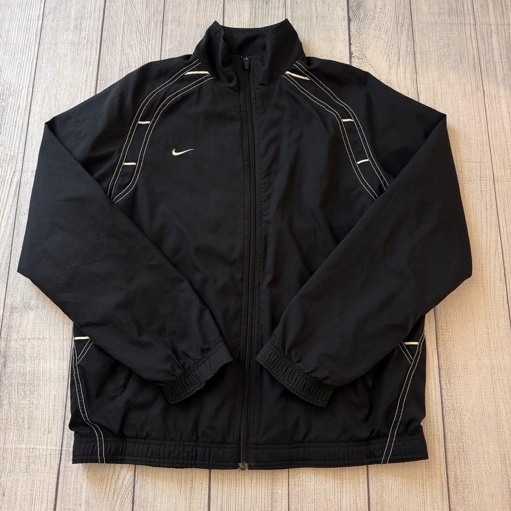 Nike Dri-FIT Vintage Y2K Track Jacket Men's M Black White Full Zip Athletic
